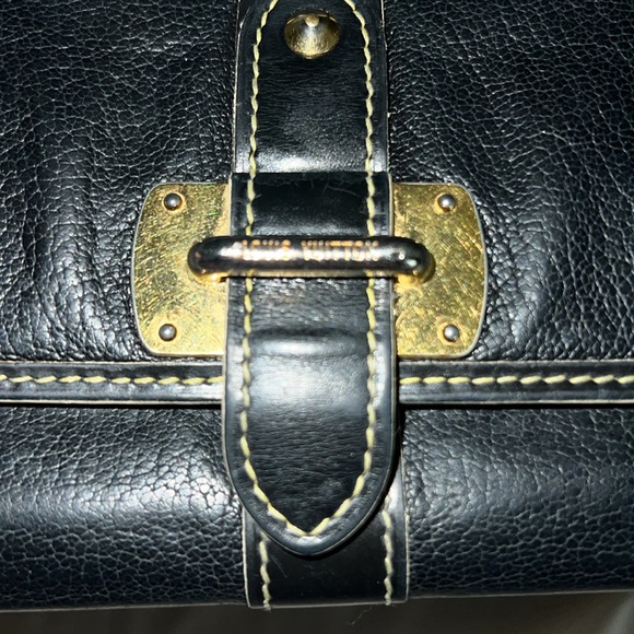 Authentic Louis Vuitton Suhali Le Favori Wallet Blackk Leather Gold Snap Large - Picture 4 of 16